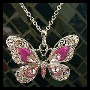 Pink Butterfly Necklace